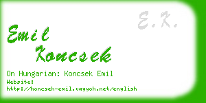 emil koncsek business card